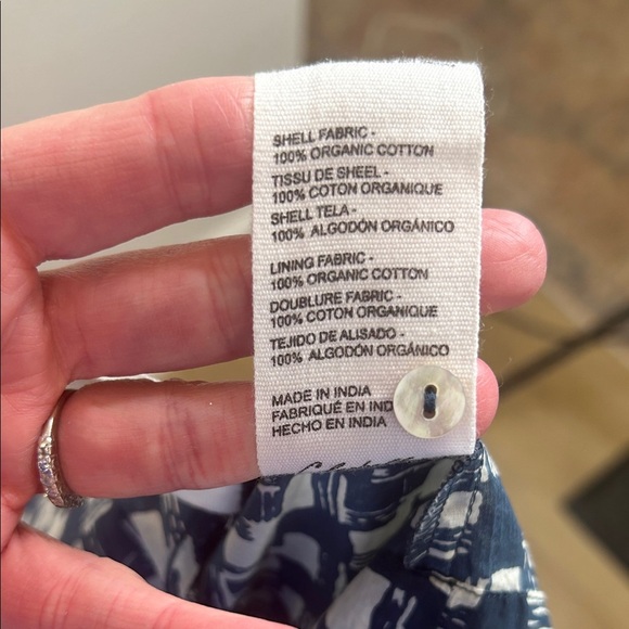 Cleobella Navy Blue and White Checkered Long Sleeve Dress - Picture 8 of 10